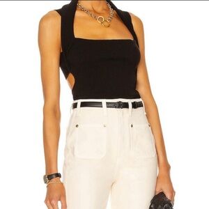 Nanushka Black Cutout Halter Top